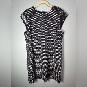 Ann Taylor Navy and White Geometric Midi Dress